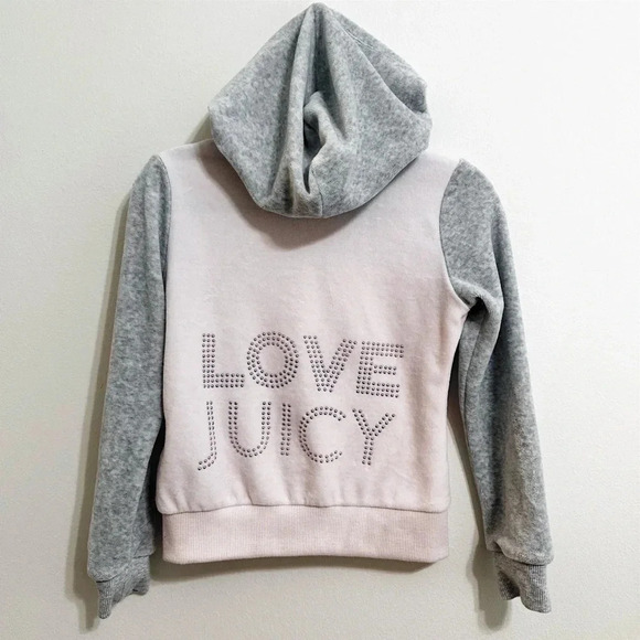 Juicy Couture Kids Pink Rhinestone Velour Zip Up Track Jacket - Size 5 - Picture 2 of 6